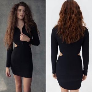 Urban Outfitters Gwen Collared Cutout Mini Dress Black, size Medium. Like new.